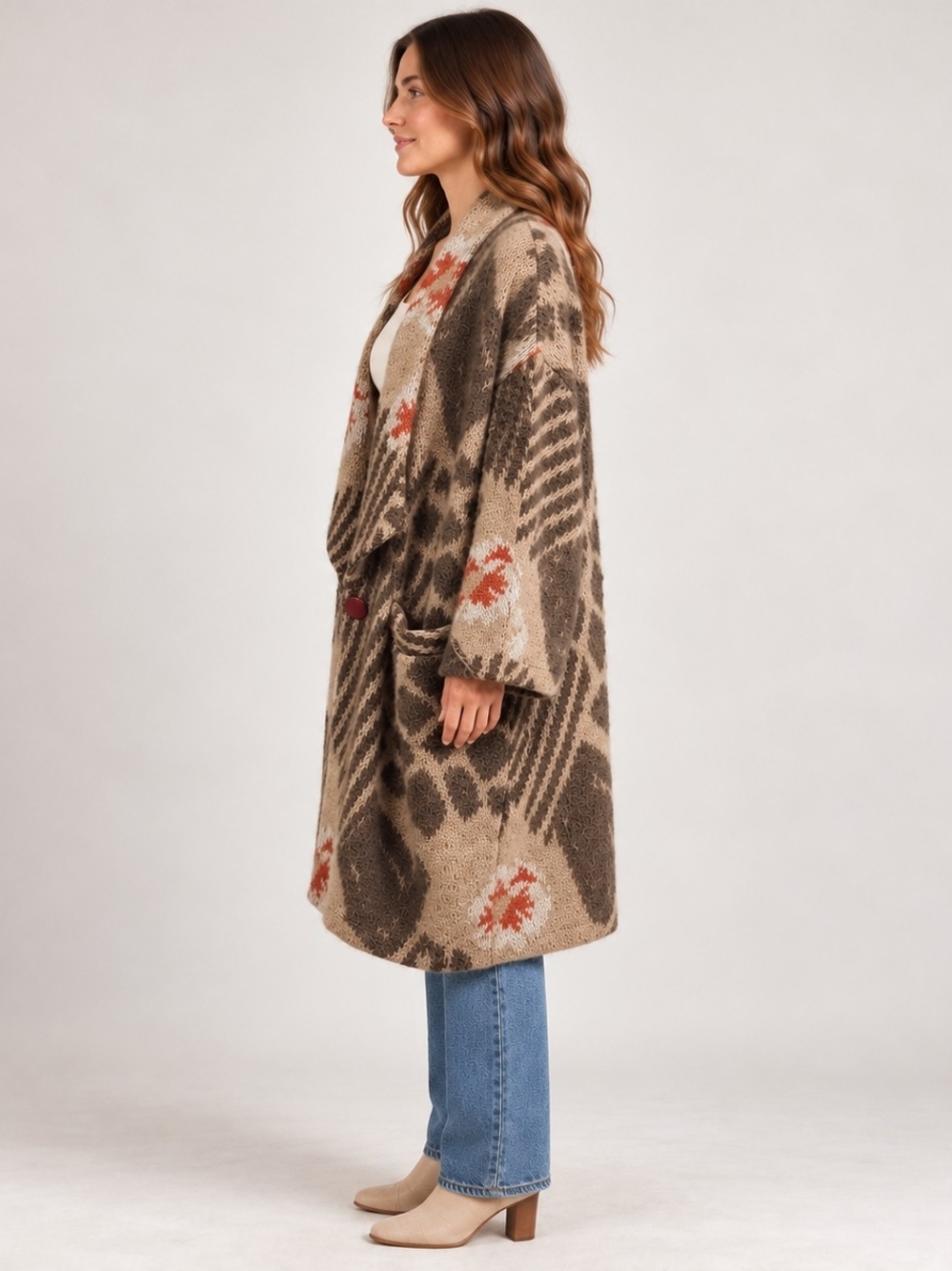 Vintage Spanner Mohair Wool Blend Long Cardigan Women’s L OBO - Picture 3 of 16